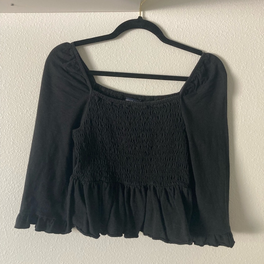 Cute black flare long sleeve shirt